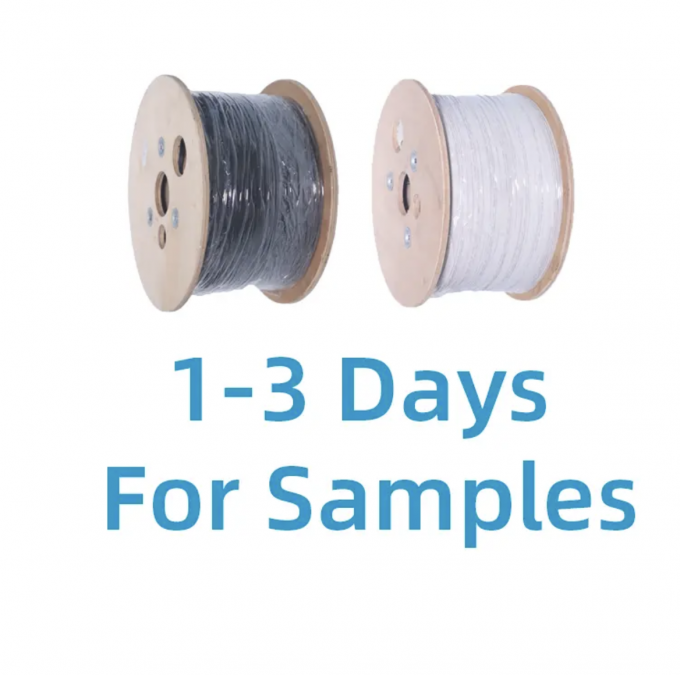 Wire baja hitam / putih atau FRP serat optik drop kabel FTTH datar GJXH dalam ruangan kabel kulit 2