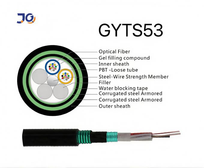 Stok Pabrik Outdoor Double Armored GYTS53-96 Core Fiber Optic Cable Double Jacket G652D dikirimkan pada hari yang sama 0