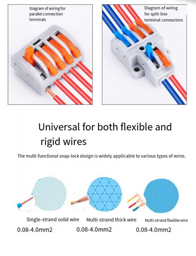 LED Lighting Wire Connector Quick 1-in-2-out Terminal Block 2-in-4-out Wire Splitter 3-in-6-out Terminal Box untuk outdoor 4