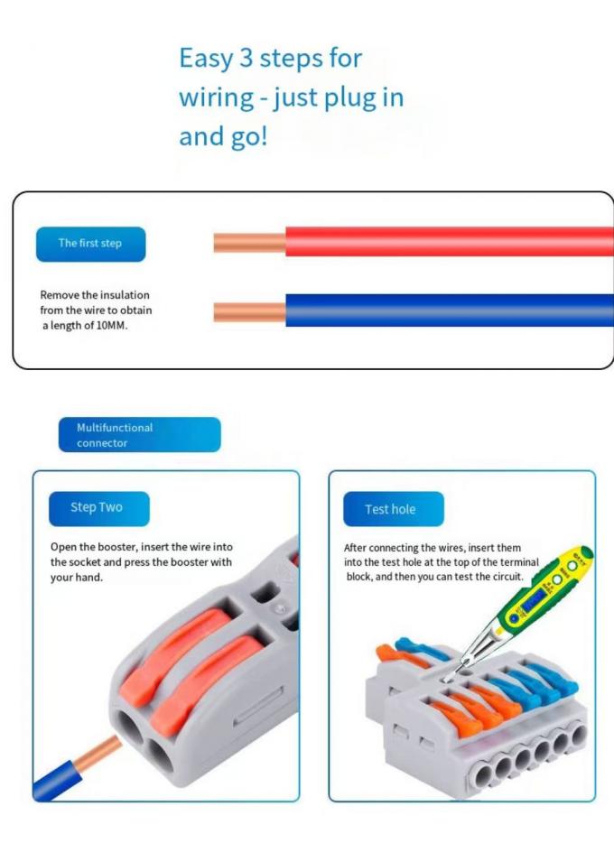 LED Lighting Wire Connector Quick 1-in-2-out Terminal Block 2-in-4-out Wire Splitter 3-in-6-out Terminal Box untuk outdoor 5