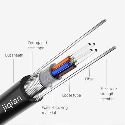 Kualitas  Outdoor Aerial GYXTW Fiber Optic Cable Factory Direct 2 to 24 Core G652D Steel Armored pabrik