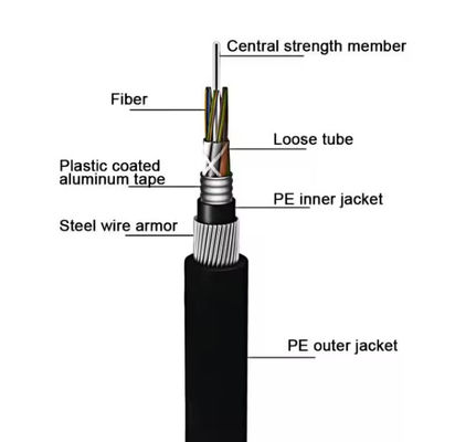48 core GYTA33 Steel Wire direct burial Armored underwater submarine fiber optic cable