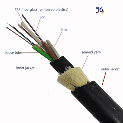 Benang Aramid Jaket Tunggal Jaket Ganda Multi Core Kabel Serat Optik ADSS Dengan HDPE