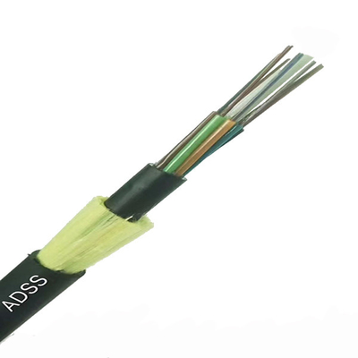 Semua Kekuatan FRP Dieletric 12 24 48 Core Singlemode Kabel Serat Optik ADSS Luar Ruangan