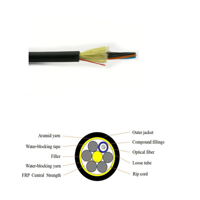 Kekuatan FRP Kabel Serat Optik Luar Ruangan ADSS 24 Cores Rentang 120m