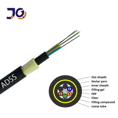 ADSS 12 24 48 Rentang Inti 100m 200m Benang Armid Kabel Serat Optik Luar Ruangan