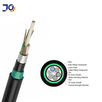 12 16 24 48 inti Kabel Serat Optik GYTA53 Pengeboran langsung Kabel Serat Optik Luar Ruang Berlapis Ganda dan Lapisan