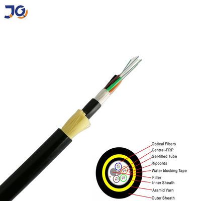 Adss Single Mode Aerial Fiber Optic Cable 6 8 12 24 48 Core Cable Adss G652D G657A1 Kabel Serat Optik Luar Ruang