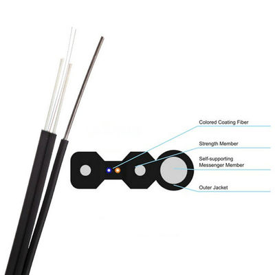 Single Mode FTTH Indoor Outdoor Drop Optical Fiber Cable Untuk Akses Jaringan Armored Fiber Optic Drop Cable