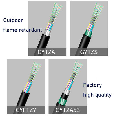 Outdoor G652D GYTZA Single Mode 4c 12c 36c 72c 96c Flame Retardant Optical Fiber Kabel