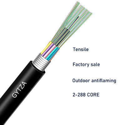 Outdoor Armored Fiber Optic Cable GYTZA Flame Resistant Jacket LSZH Kabel Sheath Luar