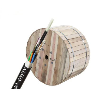 Harga Pabrik Per Meter 24 36 48 96 144 Core Stranded Loose Tube kabel serat optik GYFTY dengan FRP