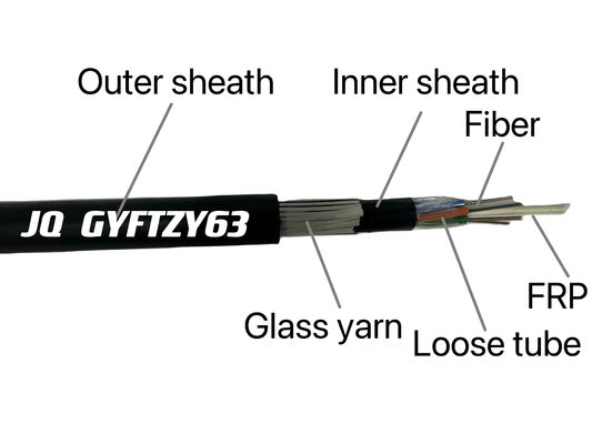 GYFTZY63 Kabel Serat Optik yang Terkubur Langsung Benang Kaca Berkualitas Tinggi dengan FRP