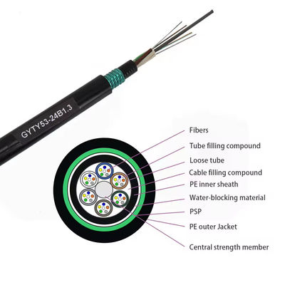 2-144 core double sheath double armored GYTY53 Direct Buried Underground Fiber Optic Cable