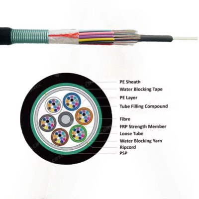 PSP Armored Outdoor All Dry Fiber Optic Cable GYFS dipersenjatai dengan pita baja atau FRP