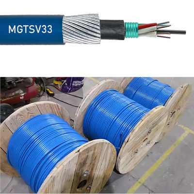 Pabrik LSZH MGTSV33 Steel Wire Armored Mining Fiber Optical Cable Flame Retardant G652D Blue Optical Cables Untuk tambang