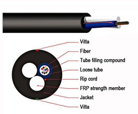 4 8 12 inti ASU Fiber Kabel Mini Adss Optical Kabel Span 80-150M kabel optik mandiri