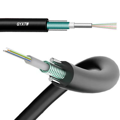 Outdoor Duct Aerial mode tunggal G652D Kabel serat optik GYXTW Armored 2 4 6 8 12 24 inti kabel serat optik