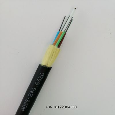 12 24 48 inti serat ADSS G652D Kabel optik udara yang didukung sendiri