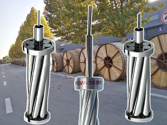 Kabel serat optik OPGW Kabel tanah Daya 4 48 inti Mode tunggal Aerial Overhead