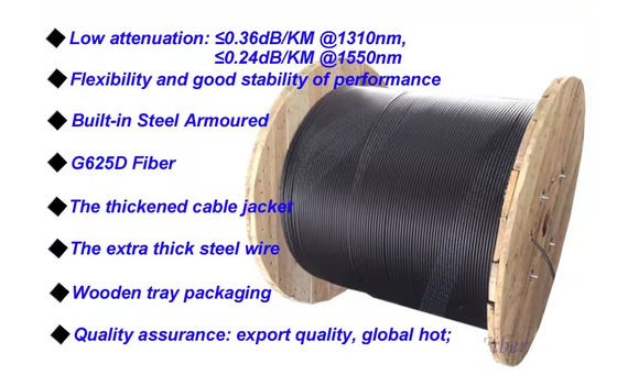 Kabel serat optik pita baja satu tabung GYXTW Kabel komunikasi mode tunggal 24 inti