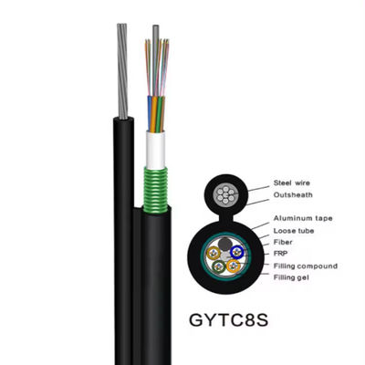 OEM 144 Core Outdoor Fiber Optic Aerial Cable Steel Wire Strand Self Supporting Gambar 8 GYTC8S Kabel Serat Optik