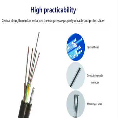 OEM 144 Core Outdoor Fiber Optic Aerial Cable Steel Wire Strand Self Supporting Gambar 8 GYTC8S Kabel Serat Optik