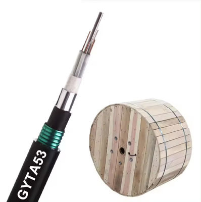 24 inti GYTA53 double armored sheath outdoor single mode armored fiber optic cable untuk pemakaman langsung