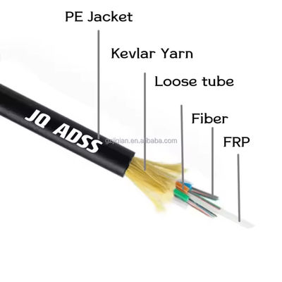 24 Hilos 48 Fo 72 96 144 Inti Single / Double Sheath ADSS Outdoor Aerial Semua Kabel Optik Serat Dielektrik Span 100m Pri