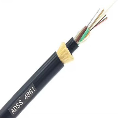 ADSS jaket ganda Mode Tunggal Self-Supporting 24 Core 48 Core Fiber Optic Kabel G652D Untuk Aerial