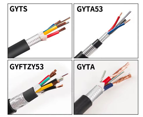 2 4 6 8 12 24 Core Steel Wire Fiber Optic Cable GYDXTW SM MM Kabel dengan Kawat Tembaga