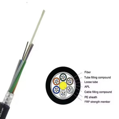 48 60 72 96 inti Mode tunggal Kabel Serat Optik GYFTA Lapis baja dengan inti diperkuat untuk penggunaan peralatan jaringan FTTH