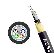ADSS Kabel Serat Optik 12-144 Inti Aerial Hitam PE Sheath