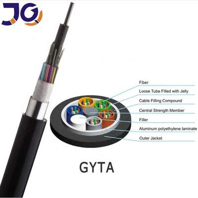 Kabel Fiber Optik Mode Tunggal GYTA Luar Ruangan G652D 12 24 Inti untuk Pemasangan Saluran dan Udara