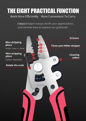 9-In-1 Optical Fiber Stripper Fiber Optic Pliers Optical Cable Stripper