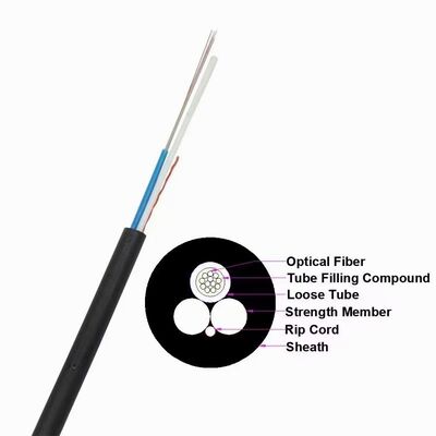Dua FRP Aerial 12 Core ASU 80 Drop Fiber Optic Cable GYFFY Outdoor FTTH Kabel Harga Pabrik