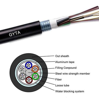 Aluminium Stranded Loose Tube GYTA-24B1 Kabel Serat Optik Luar Ruangan