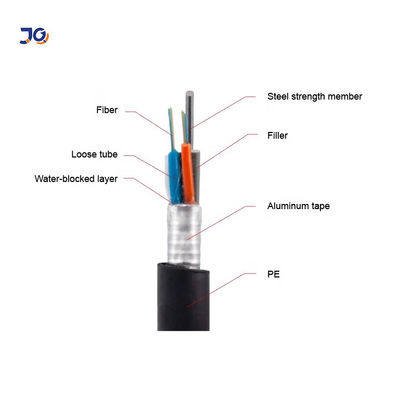Aluminium Tape G652D 6 Core Single Mode Kabel Serat Optik Lapis Baja