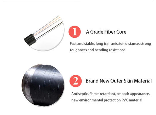 Jaket Hitam G657A1 1km FTTH Fiber Optic Drop Cable