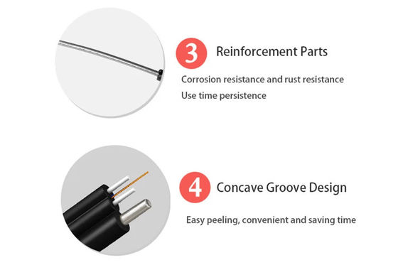 Jaket Hitam G657A1 1km FTTH Fiber Optic Drop Cable