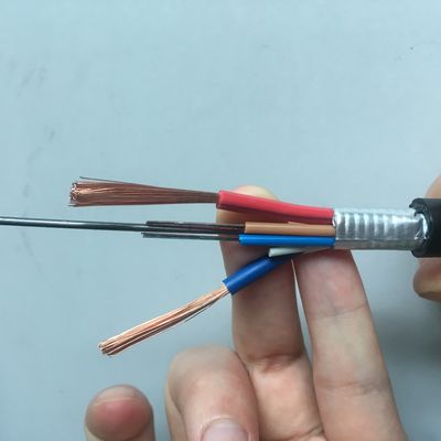 G652D 6 Core Hybrid Fiber Optic Cable Dengan 2 Kabel Daya Tembaga OPLC