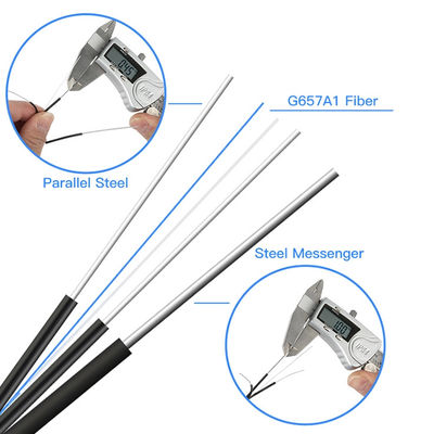 Kabel Drop Wire Gjyxfch Hitam 2F G657A1 Kekuatan FRP Fiber