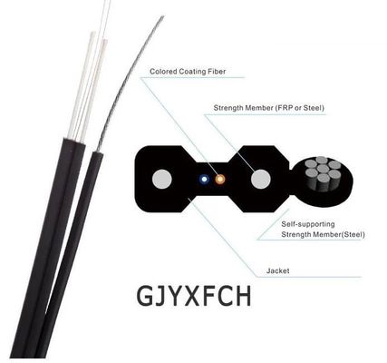 Kabel Drop Fiber Optik FTTH Luar Ruangan G652D yang Mendukung Diri Sendiri