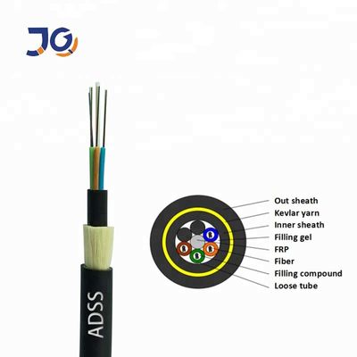6/12/24/48/96 Core ADSS Fiber Optic Cable Outdoor Non Metalik Rentang 100/200m