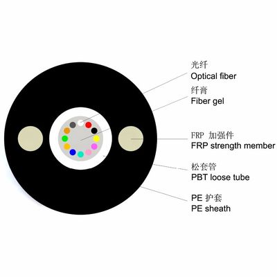 6 Core GYFXTY Single Mode G652D Kabel Serat Optik Luar Ruangan
