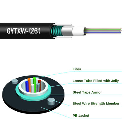 24 Core GYXTW Multimode Fiber Cable Diameter Keluar 9mm