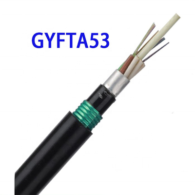 Single Mode G652D 24 48 Core Optical Direct Burial Kabel Serat Optik GYTA53