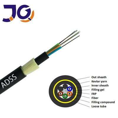 G652D 24 Core ADSS Kabel Serat Optik Bahan PE