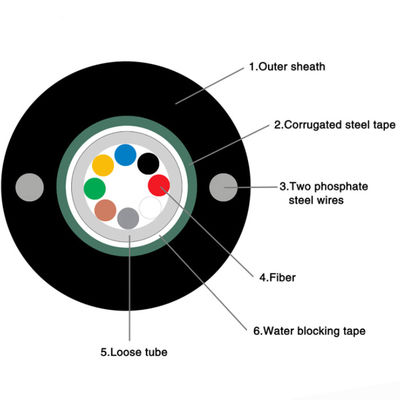 Single Mode Loose Tube GYXTW 8 Core Kabel Serat Optik Luar Ruangan