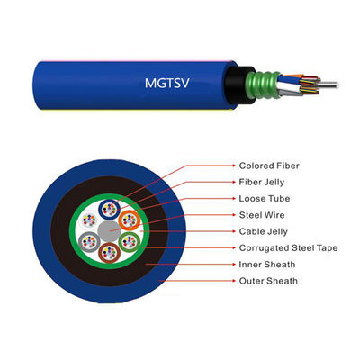 HDPE Jacke Outdoor Fiber Optic Cable PVC Sheath Blue Single Mode